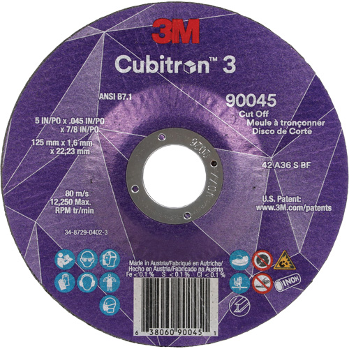 Meule &agrave; tronçonner Cubitron 3, 5" x 0,045", Arbre de 7/8", Type T27, C&eacute;ramique, 12250 Tr/min Seagulf Marine Industries Inc.