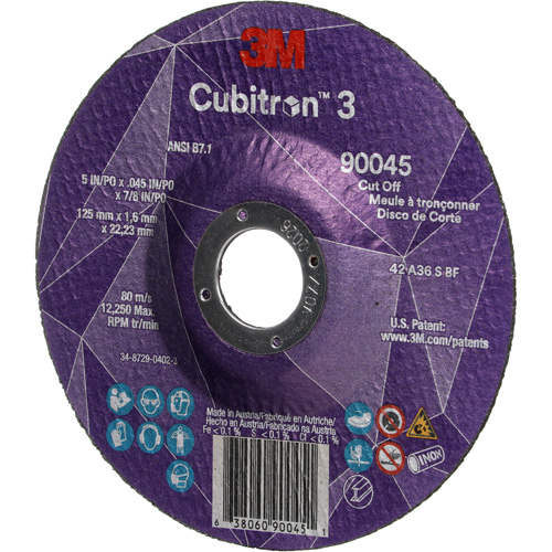 Meule &agrave; tronçonner Cubitron 3, 5" x 0,045", Arbre de 7/8", Type T27, C&eacute;ramique, 12250 Tr/min Seagulf Marine Industries Inc.