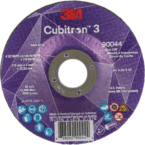Cubitron 3 Cut-Off Wheel, 4-1/2" x 1/8", 7/8" Arbor, Type T27, Ceramic, 13300 RPM Seagulf Marine Industries Inc.