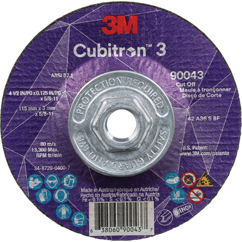 Cubitron 3 Cut-Off Wheel, 4-1/2" x 1/8", 5/8"-11 Arbor, Type T27, Ceramic, 13300 RPM Seagulf Marine Industries Inc.