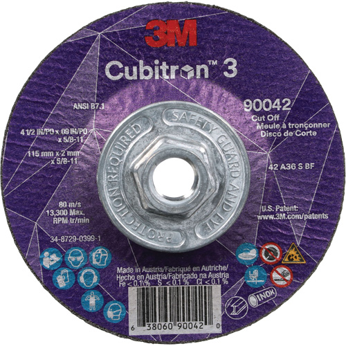 Cubitron 3 Cut-Off Wheel, 4-1/2" x 0.09", 5/8"-11 Arbor, Type T27, Ceramic, 13300 RPM Seagulf Marine Industries Inc.
