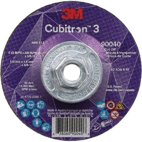 Cubitron 3 Cut-Off Wheel, 4-1/2" x 0.045", 5/8"-11 Arbor, Type T27, Ceramic, 13300 RPM Seagulf Marine Industries Inc.