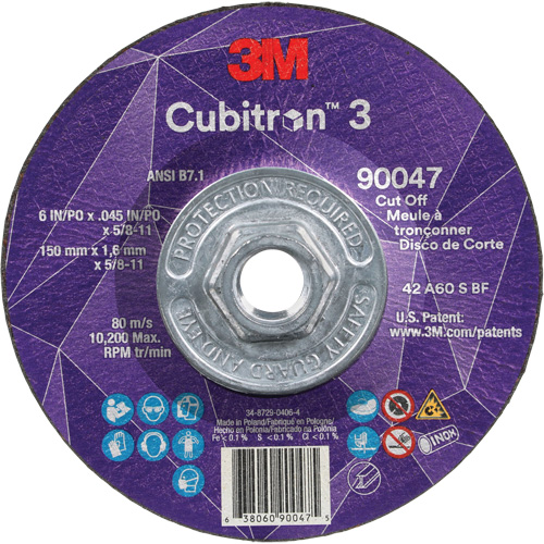 Meule &agrave; tronçonner Cubitron 3, 6" x 0,045", Arbre de 5/8"-11, Type T27, C&eacute;ramique, 10 200 Tr/min Seagulf Marine Industries Inc.
