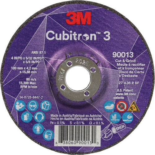 Meule &agrave; tronçonner Cubitron 3, 4" x 39/250", Arbre de 5/8", Type 27, Grain de 36, C&eacute;ramique Seagulf Marine Industries Inc.