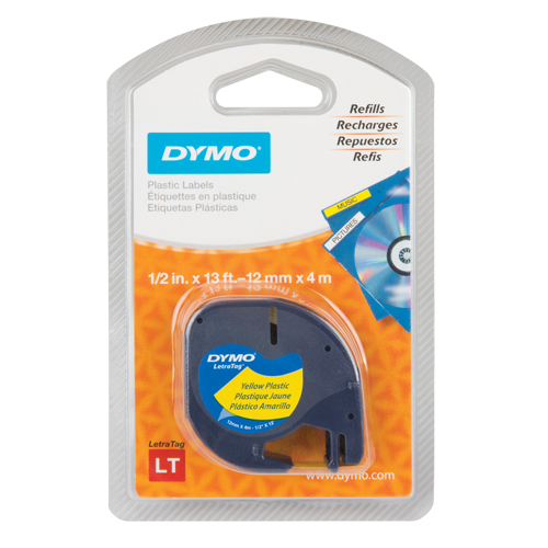 Labels for LetraTag Plus LT100-H, 12 mm x 13', Black on Yellow Seagulf Marine Industries Inc.