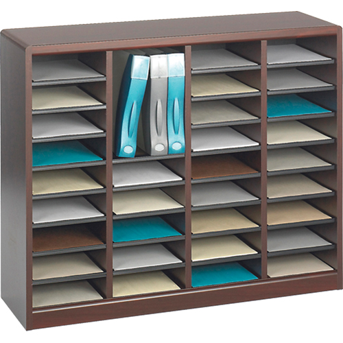 E-Z Stor&reg; Literature Organizer, Stationary, 36 Slots, Wood, 40" W x 3/4" D x 32-1/2" H Seagulf Marine Industries Inc.