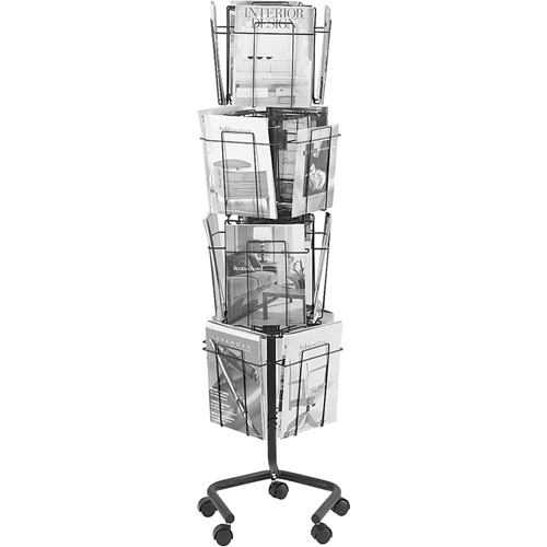 Literature Display Racks - Rotary Floor Displays, Rotating, 16 Slots, Wire Mesh, 15" W x 15" D x 60" H Seagulf Marine Industries Inc.