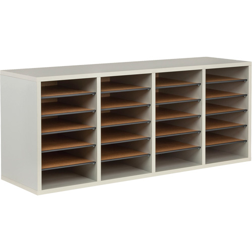 Adjustable Compartment Literature Organizer, Stationary, 24 Slots, Wood, 39-1/4" W x 11-3/4" D x 16-1/4" H Seagulf Marine Industries Inc.
