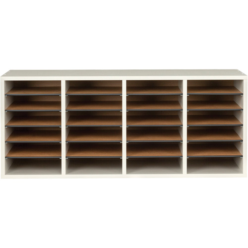 Adjustable Compartment Literature Organizer, Stationary, 24 Slots, Wood, 39-1/4" W x 11-3/4" D x 16-1/4" H Seagulf Marine Industries Inc.
