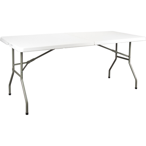 Fold-in-Half Table, Rectangular, 72" L x 30" W, Polyethylene, White Seagulf Marine Industries Inc.