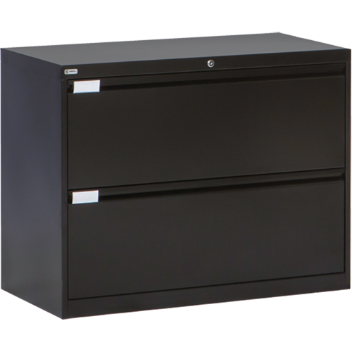 Lateral Filing Cabinet, Steel, 2 Drawers, 36" W x 18" D x 27-7/8" H, Black Seagulf Marine Industries Inc.