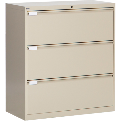 Lateral Filing Cabinet, Steel, 3 Drawers, 36" W x 18" D x 40-1/16" H, Beige Seagulf Marine Industries Inc.