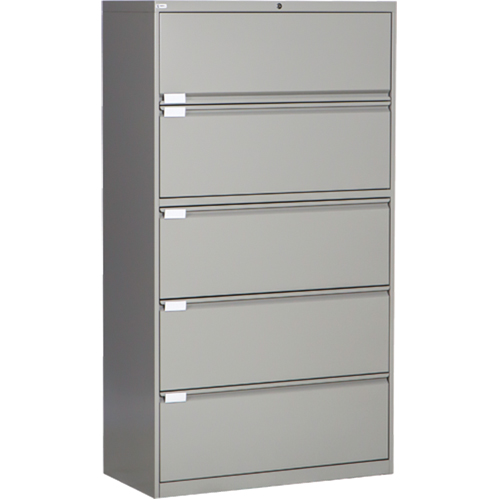 Lateral Filing Cabinet, Steel, 5 Drawers, 36" W x 18" D x 65-1/2" H, Grey Seagulf Marine Industries Inc.
