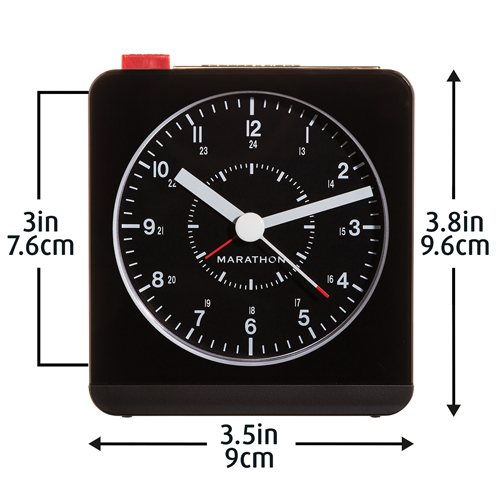 R&eacute;veille-matin de bureau, Analogique, &agrave; piles, 3,5" la x 1,5" p x 3,75" h, Noir Seagulf Marine Industries Inc.