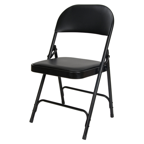 Chaise pliante rembourr&eacute;e en vinyle, Acier, Noir, Capacit&eacute; 300 lb Seagulf Marine Industries Inc.