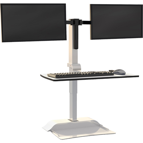 Bureau &eacute;lectrique assis/debout Soar avec bras d&eacute;cran double, Mod&egrave;le de bureau, 37-1/4" h x 27-3/4" la x 22" p, Blanc Seagulf Marine Industries Inc.