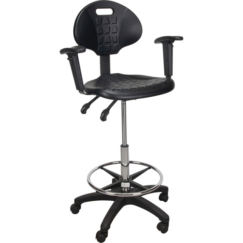 Heavy-Duty Ergonomic Stool with Adjustable Arm Rests & Nylon Stem Casters, Mobile, Adjustable Height, 250 lbs. Capacity Seagulf Marine Industries Inc.