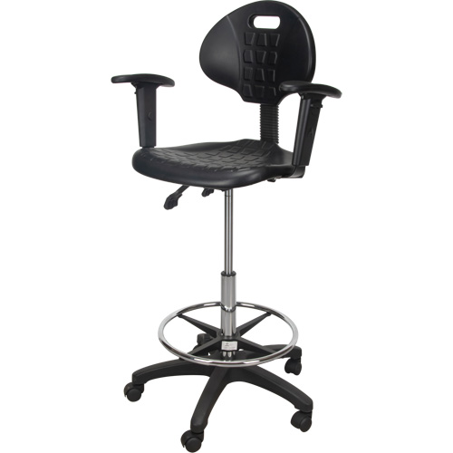 Heavy-Duty Ergonomic Stool with Adjustable Arm Rests & Nylon Stem Casters, Mobile, Adjustable Height, 250 lbs. Capacity Seagulf Marine Industries Inc.