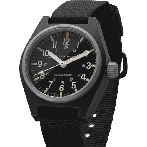 Montre au quartz d'usage g&eacute;n&eacute;ral avec MaraGlo, Analogique, &agrave; piles, 0,6" la x 1,3" p x 0,4" h, Noir Seagulf Marine Industries Inc.