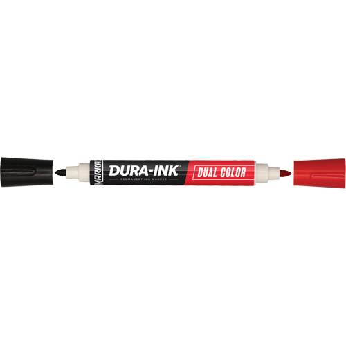 Marqueur &agrave; encre permanente et double couleur Markal Dura-Ink, Noir/Rouge, Pointe Ronde Seagulf Marine Industries Inc.