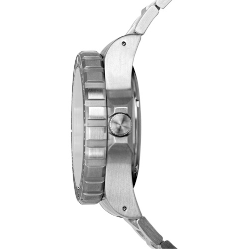 Tr&egrave;s grande montre automatique avec jour/date avec bracelet en acier inoxydable, Num&eacute;rique, &agrave; piles, 46 mm, Argent Seagulf Marine Industries Inc.