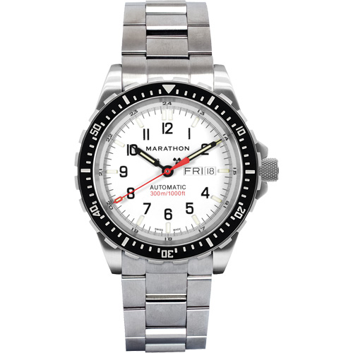 Tr&egrave;s grande montre automatique &eacute;dition arctique avec jour/date avec bracelet en acier inoxydable, Num&eacute;rique, &agrave; piles, 46 mm, Argent Seagulf Marine Industries Inc.