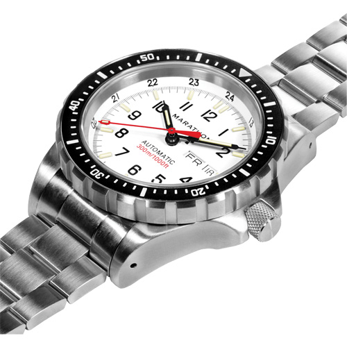 Tr&egrave;s grande montre automatique &eacute;dition arctique avec jour/date avec bracelet en acier inoxydable, Num&eacute;rique, &agrave; piles, 46 mm, Argent Seagulf Marine Industries Inc.