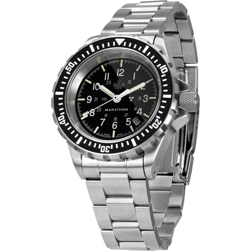 Grey Maple Large Diver's Automatic Watch with Stainless Steel Bracelet, Digital, Battery Operated, 41 mm, Silver Seagulf Marine Industries Inc.
