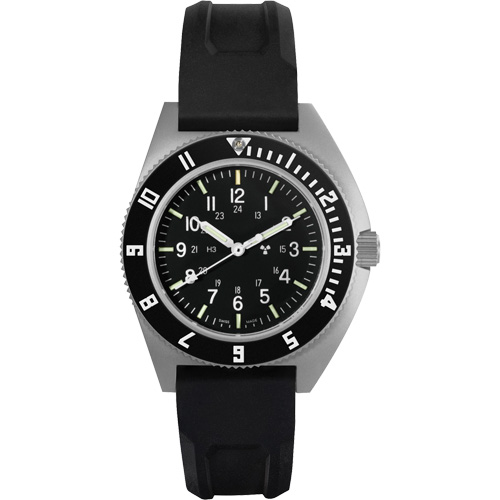 Steel Navigator Watch on 3-Piece Rubber Strap Kit, Digital, Battery Operated, 41 mm, Black Seagulf Marine Industries Inc.