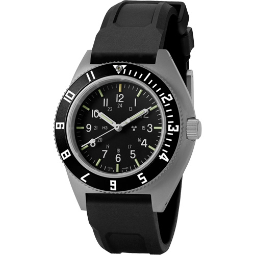 Steel Navigator Watch on 3-Piece Rubber Strap Kit, Digital, Battery Operated, 41 mm, Black Seagulf Marine Industries Inc.