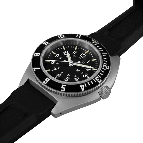 Steel Navigator Watch on 3-Piece Rubber Strap Kit, Digital, Battery Operated, 41 mm, Black Seagulf Marine Industries Inc.
