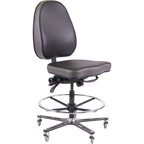 TF180 Ergonomic Industrial Chair, Mobile, Adjustable, Vinyl Seat, Black Seagulf Marine Industries Inc.