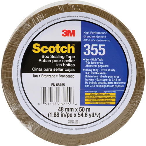 Scotch&reg; 355 Box Sealing Tape, Hot Melt Adhesive, 3.4 mils, 48 mm (1-22/25") x 50 m (164') Seagulf Marine Industries Inc.
