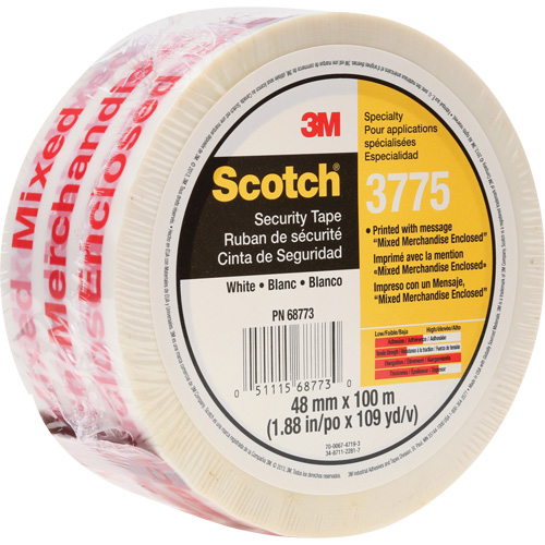 Ruban d'emballage Scotch 3775 avec message, Adh&eacute;sif Thermofusible, 2 mils, 48 mm (1-22/25") x 100 m (328') Seagulf Marine Industries Inc.