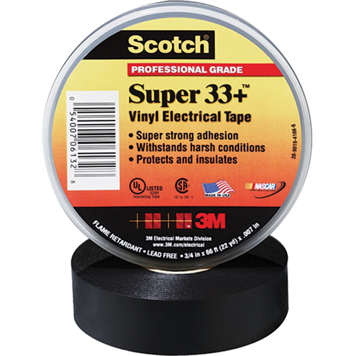 Rubans Super 33+ Scotch, 19 mm (3/4") x 20,1 m (66'), Noir, 7 mils Seagulf Marine Industries Inc.