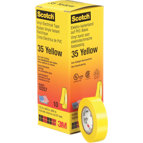 Scotch&reg; 35 Colour Coded Tape, 12.7 mm (1/2") x 6.1 m (20'), Yellow, 7 mils Seagulf Marine Industries Inc.