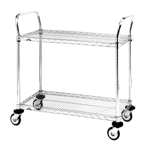 Chariot utilitaire &agrave; usage standard avec tablettes en treillis m&eacute;tallique, Chrom&eacute;, 24" x 39" x 24", Capacit&eacute; 375 lb Seagulf Marine Industries Inc.