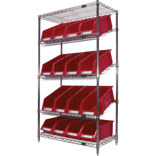 &eacute;tag&egrave;re en treillis m&eacute;tallique &agrave; tablettes inclin&eacute;es avec bacs, Tiers 5, 36" la x 63" h x 18" p Seagulf Marine Industries Inc.