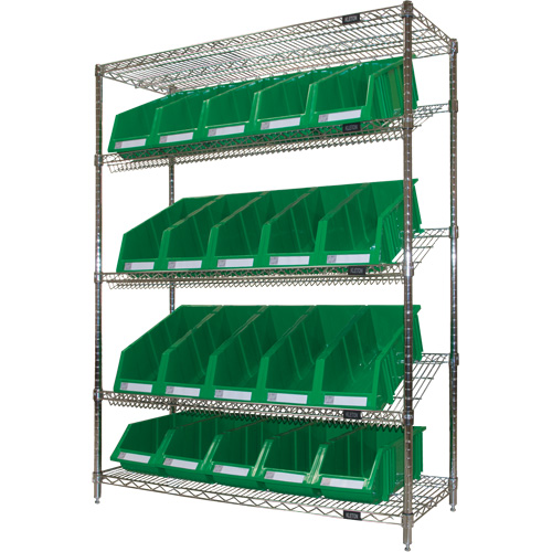&eacute;tag&egrave;re en treillis m&eacute;tallique &agrave; tablettes inclin&eacute;es avec bacs, Tiers 5, 48" la x 63" h x 18" p Seagulf Marine Industries Inc.