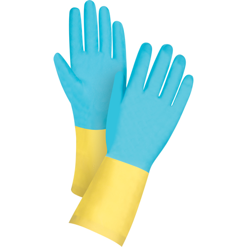 Gants tremp&eacute;s de premi&egrave;re qualit&eacute; r&eacute;sistants aux produits chimiques, Taille Petit/7, 12" lo, N&eacute;opr&egrave;ne/Latex de caoutchouc, Doublure en Coton/Ouat&eacute;e, 20 mils Seagulf Marine Industries Inc.