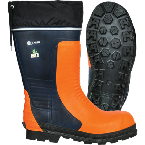 Bottes de s&eacute;curit&eacute; pour scie &agrave; chaîne Bushwhacker, Caoutchouc, Embout Acier, Pointure 6, Semelle R&eacute;sistant aux perforations Seagulf Marine Industries Inc.