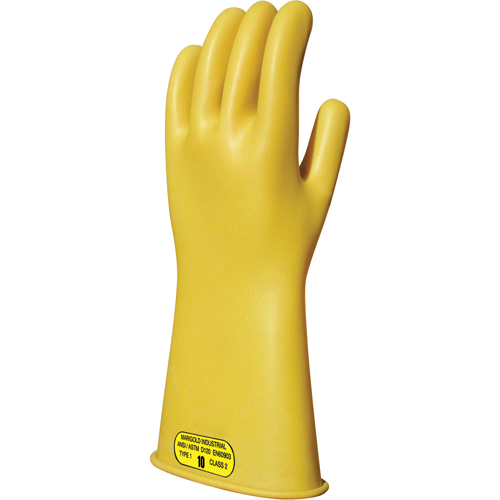 Yellow Natural Rubber Insulating Gloves, ASTM Class 2, Size 8, 14" L Seagulf Marine Industries Inc.