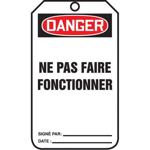 &eacute;tiquettes de verrouillage, Papier cartonn&eacute;, 3-1/8" la x 5-7/8" h, Français Seagulf Marine Industries Inc.