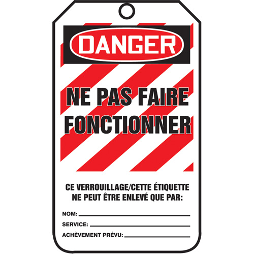 &eacute;tiquettes de verrouillage, Papier cartonn&eacute;, 3-1/8" la x 5-7/8" h, Français Seagulf Marine Industries Inc.