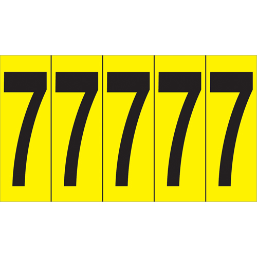 Individual Adhesive Number Markers, 7, 3-7/8" H, Black on Yellow Seagulf Marine Industries Inc.