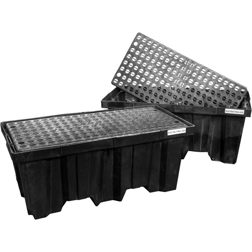 Palettes emboîtables pour contr&ocirc;le des d&eacute;versements, Capacit&eacute; de d&eacute;versement 66 gal. US, 51" x 26" x 21" Seagulf Marine Industries Inc.