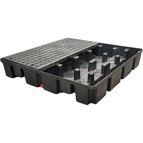 Palette emboîtable avec drain pour contr&ocirc;le des d&eacute;versements, Capacit&eacute; de d&eacute;versement 66 gal. US, 49" x 49" x 10,5" Seagulf Marine Industries Inc.