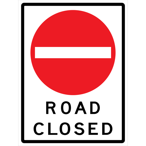 "Road Closed" Roll-Up Traffic Sign, 36" x 48", Vinyl, English with Pictogram Seagulf Marine Industries Inc.