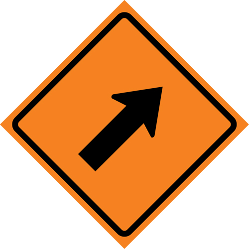Right Diagonal Arrow Roll-Up Traffic Sign, 36" x 36", Vinyl, Pictogram Seagulf Marine Industries Inc.
