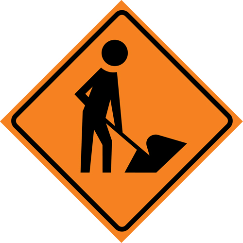 Men at Work Roll-Up Traffic Sign, 36" x 36", Vinyl, Pictogram Seagulf Marine Industries Inc.